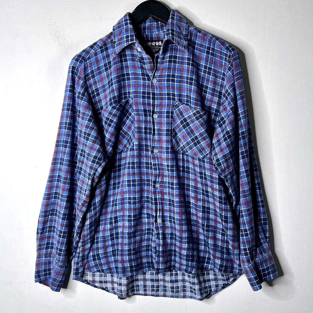 Weeds Blue Plaid Flannel Shirt - 1980s - M