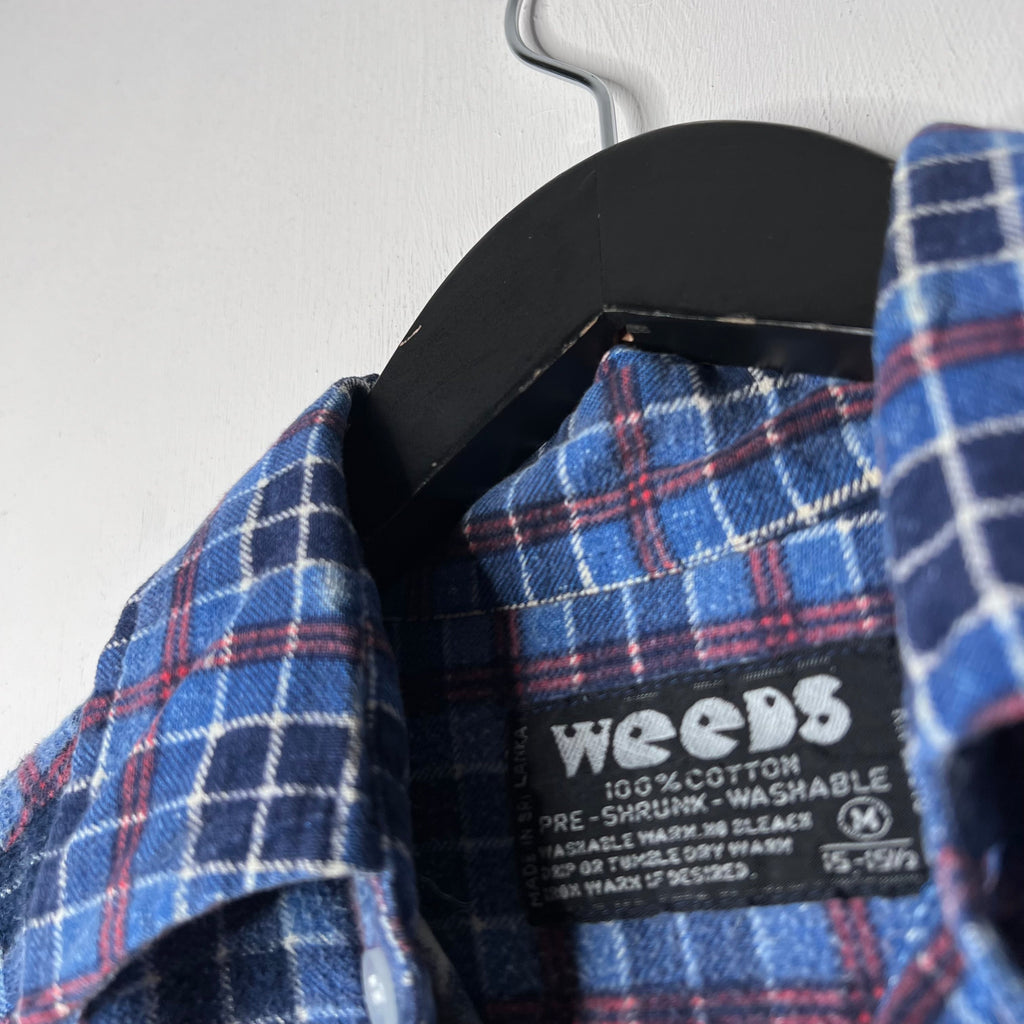 Weeds Blue Plaid Flannel Shirt - 1980s - M