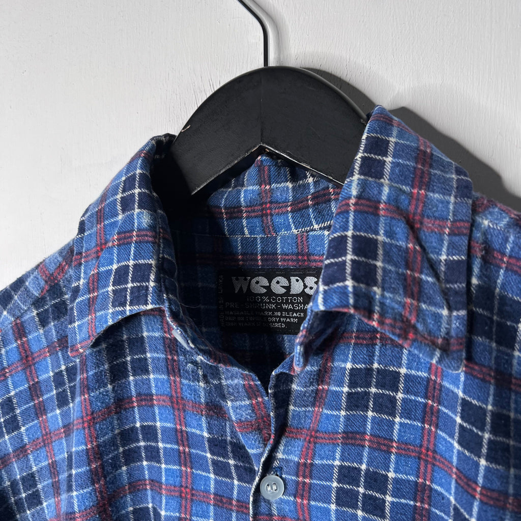 Weeds Blue Plaid Flannel Shirt - 1980s - M