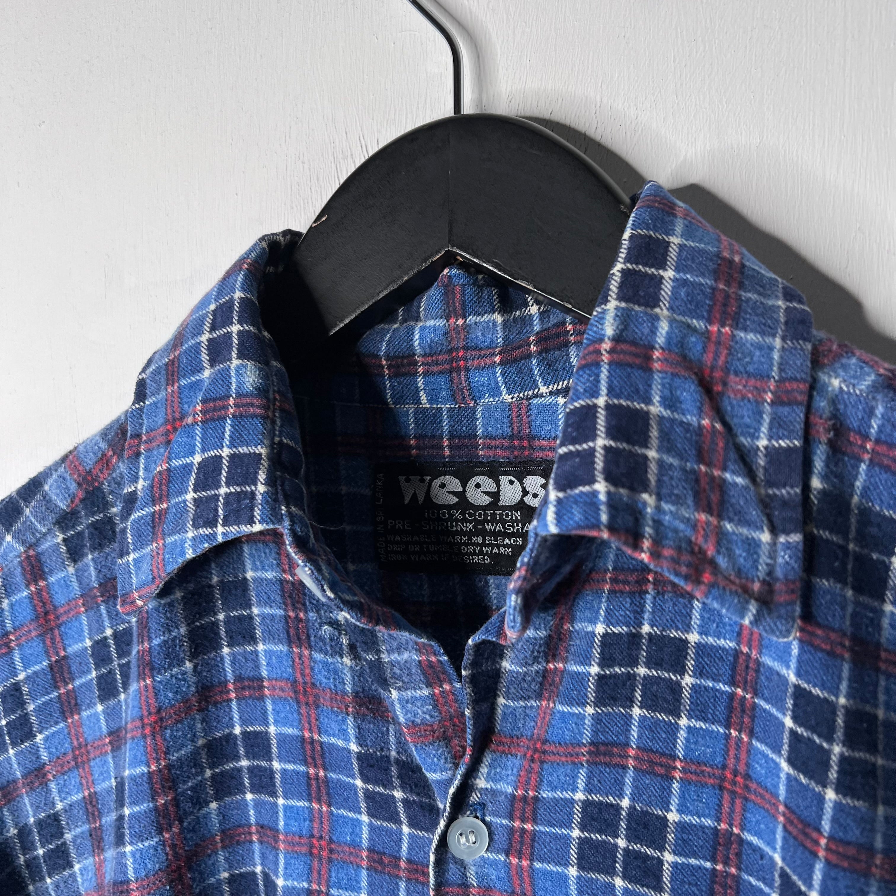 Weeds Blue Plaid Flannel Shirt - 1980s - M