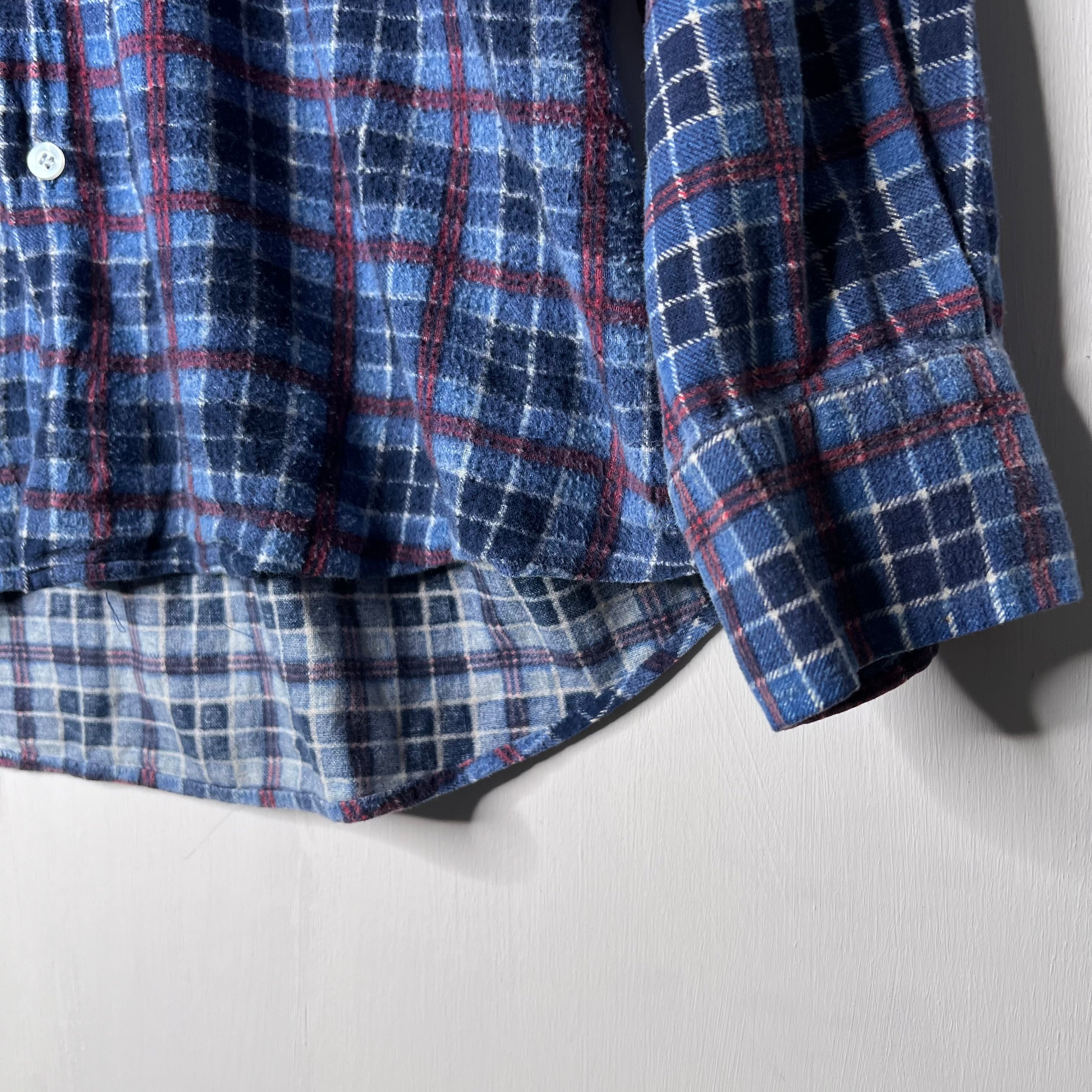 Weeds Blue Plaid Flannel Shirt - 1980s - M