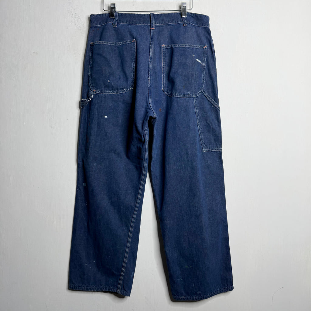 Sears Thrashed/Painted Carpenter Pants - 1960s - 32x27