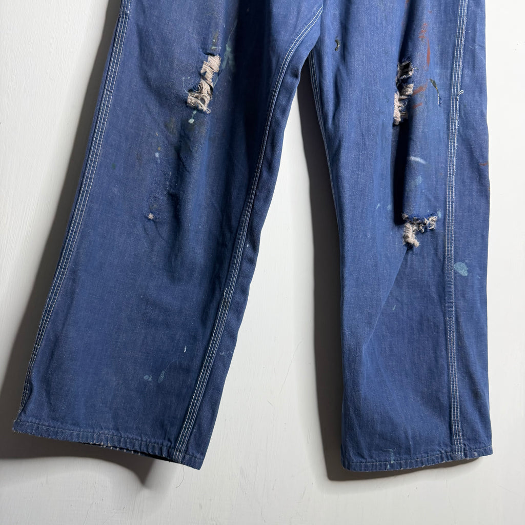 Sears Thrashed/Painted Carpenter Pants - 1960s - 32x27