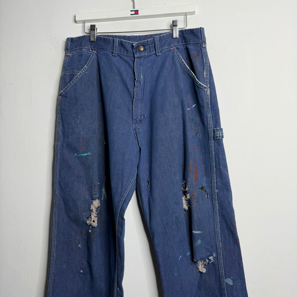 Sears Thrashed/Painted Carpenter Pants - 1960s - 32x27