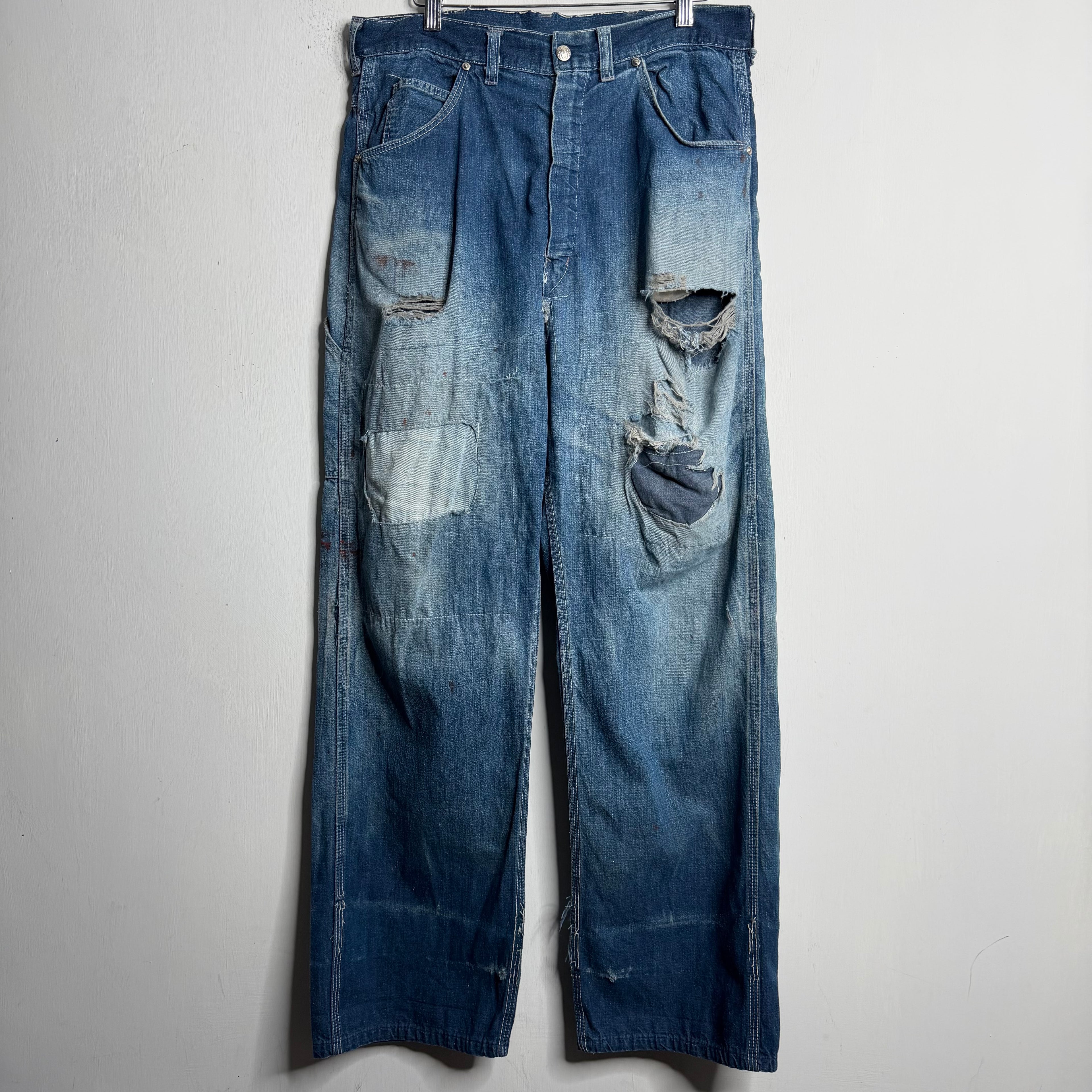 Repaired Denim Carpenter Pants - 1960s - 32X30