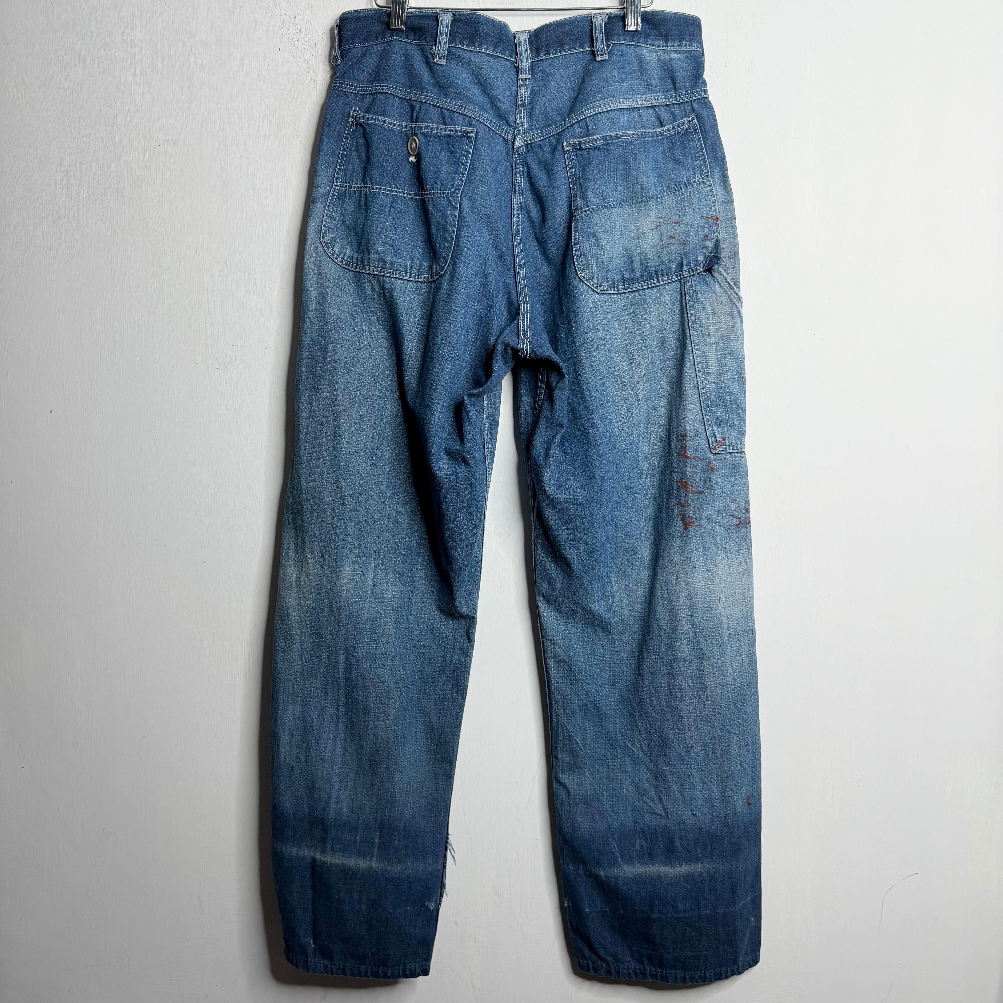 Repaired Denim Carpenter Pants - 1960s - 32X30