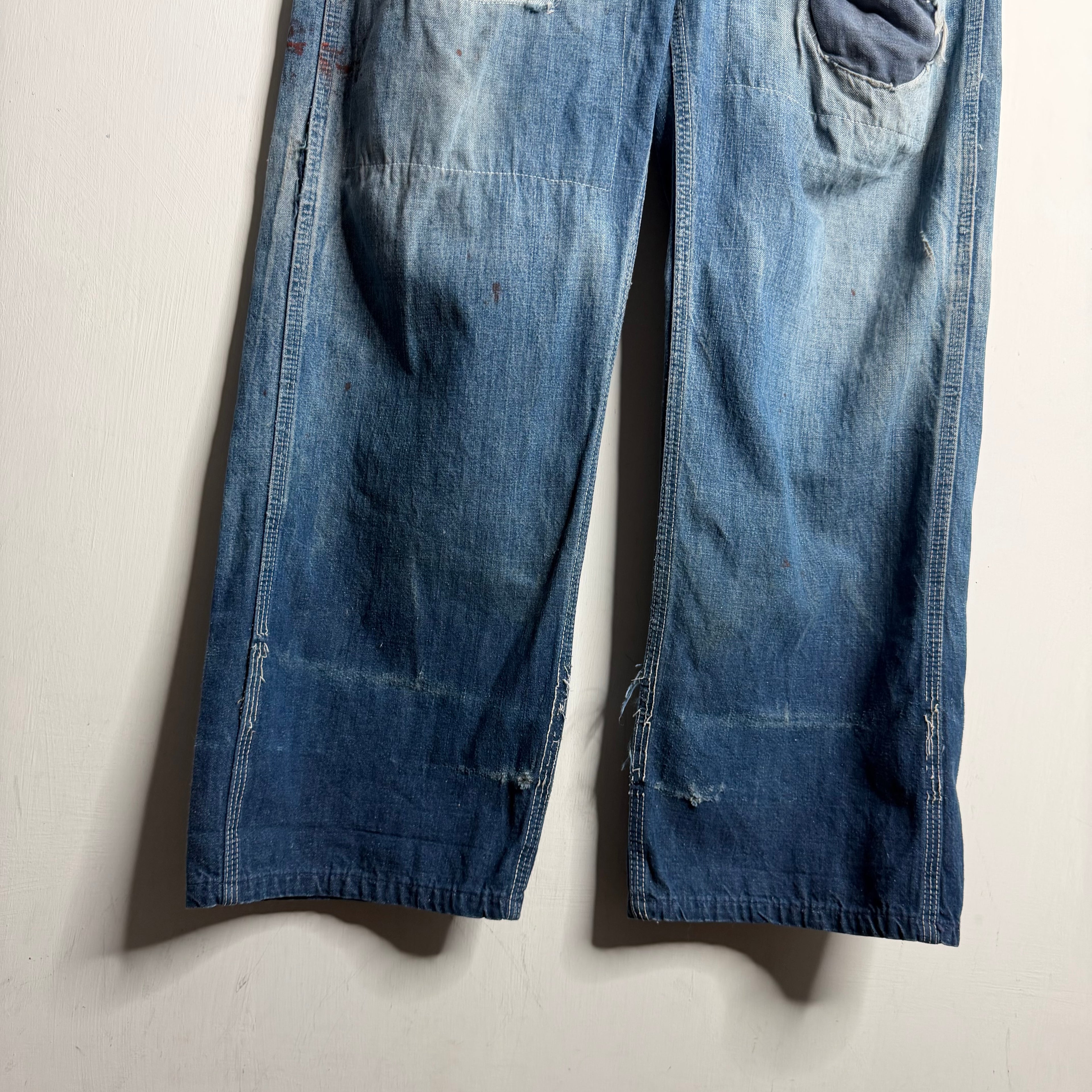 Repaired Denim Carpenter Pants - 1960s - 32X30