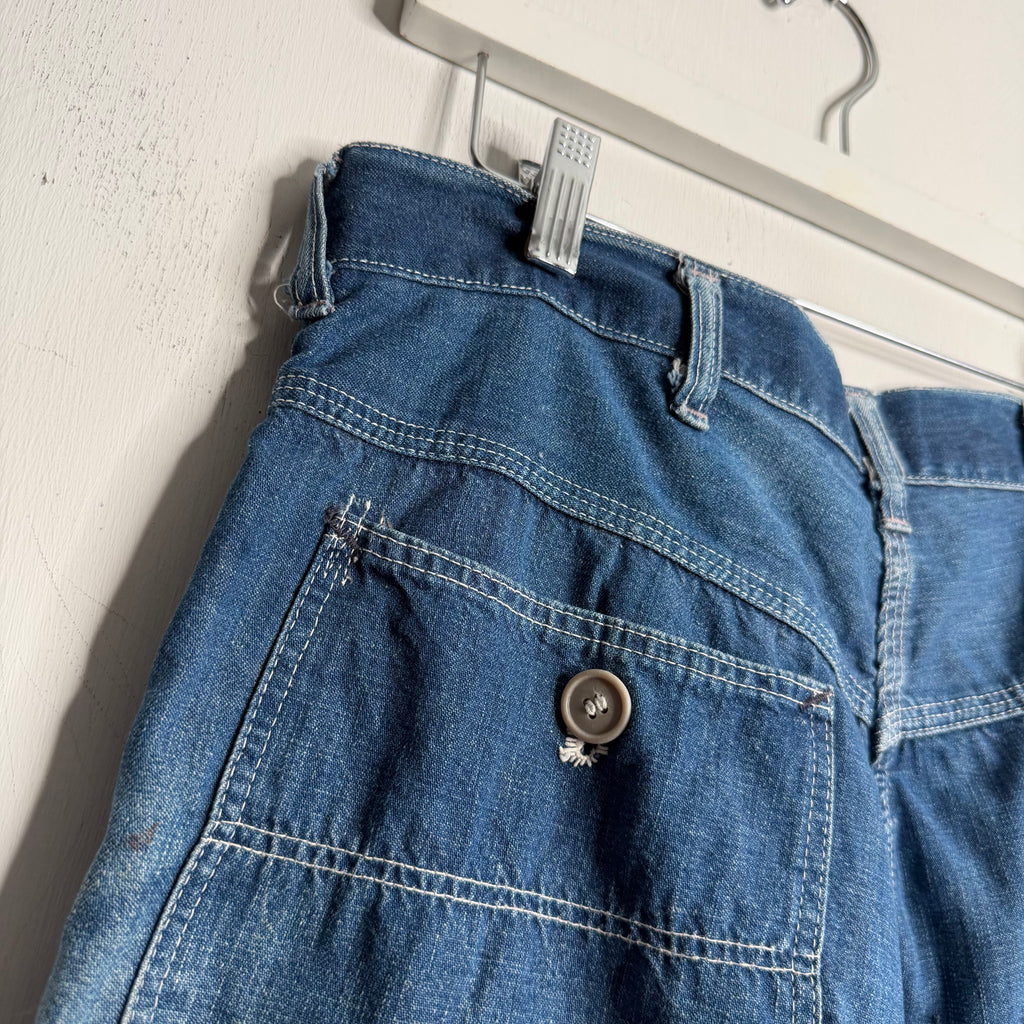 Repaired Denim Carpenter Pants - 1960s - 32X30