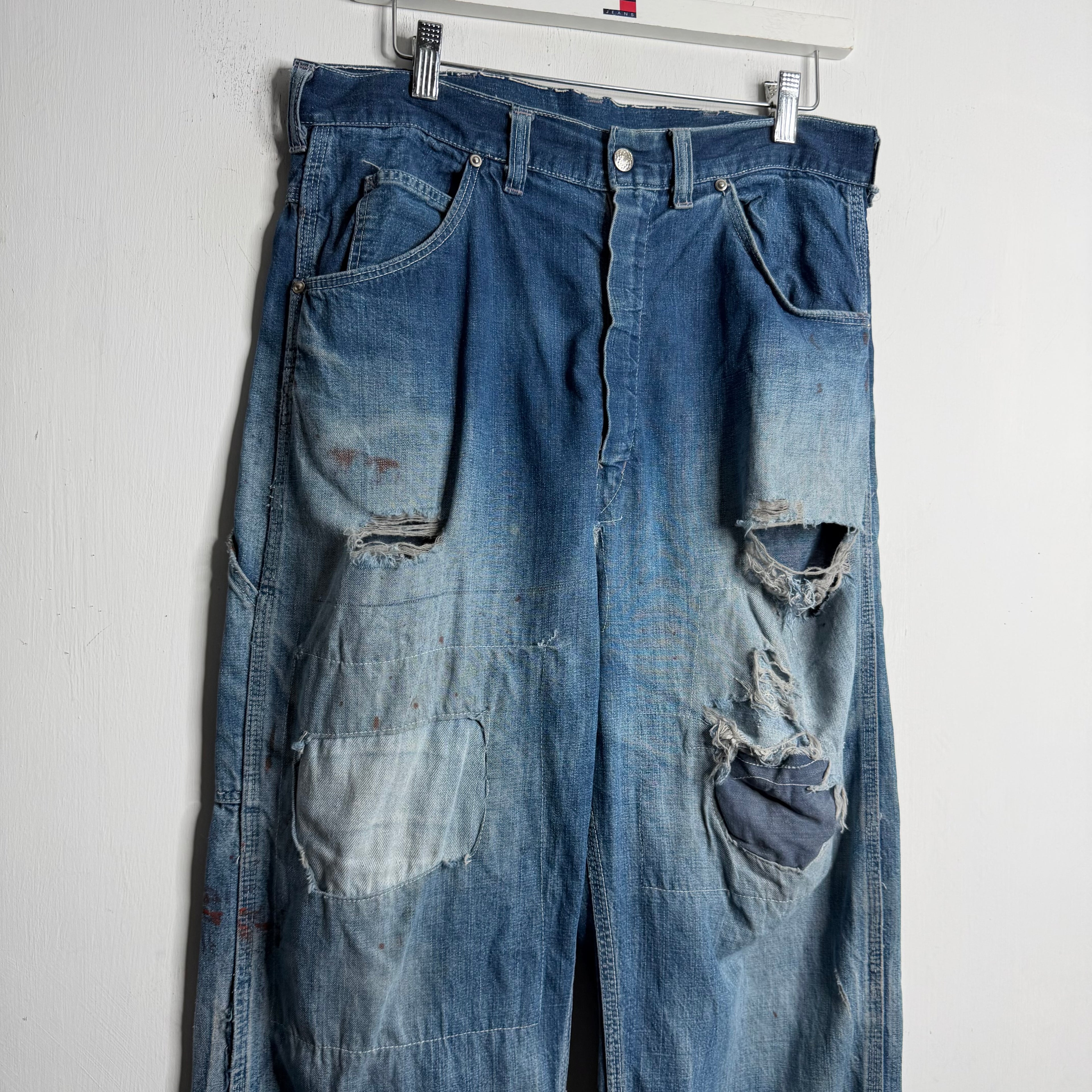 Repaired Denim Carpenter Pants - 1960s - 32X30