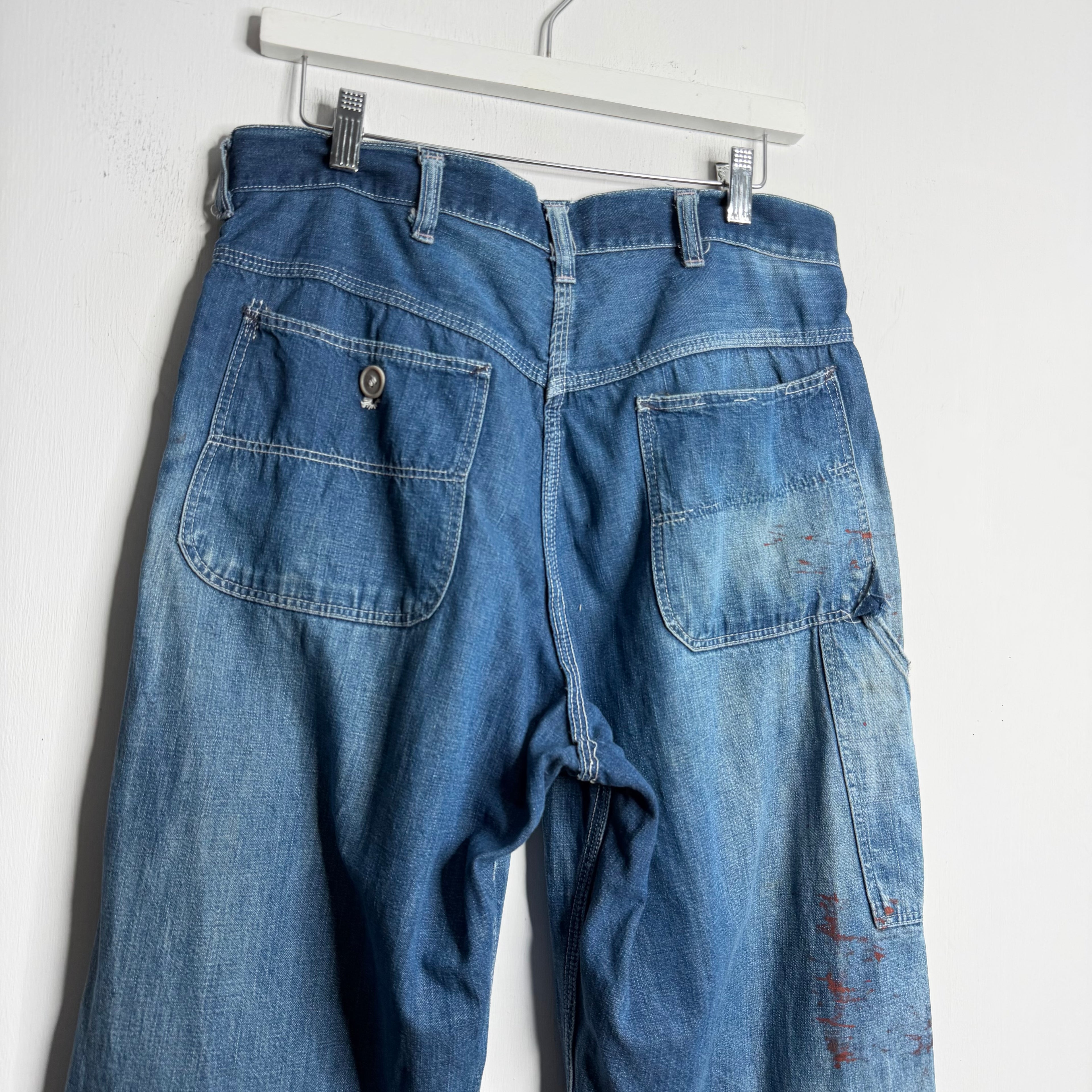 Repaired Denim Carpenter Pants - 1960s - 32X30