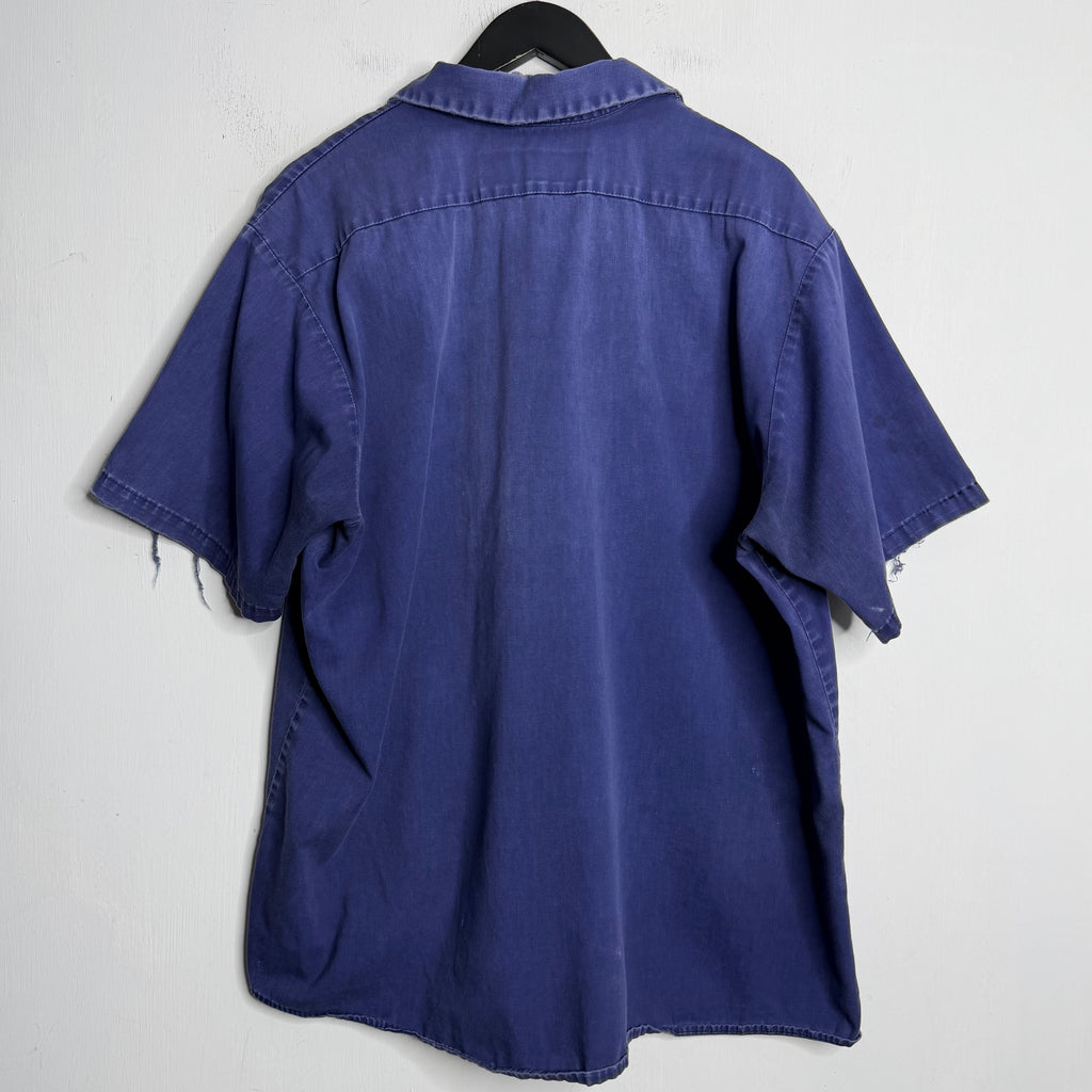 Indigo Thrash/Fade Work Shirt - 1970s - XXL