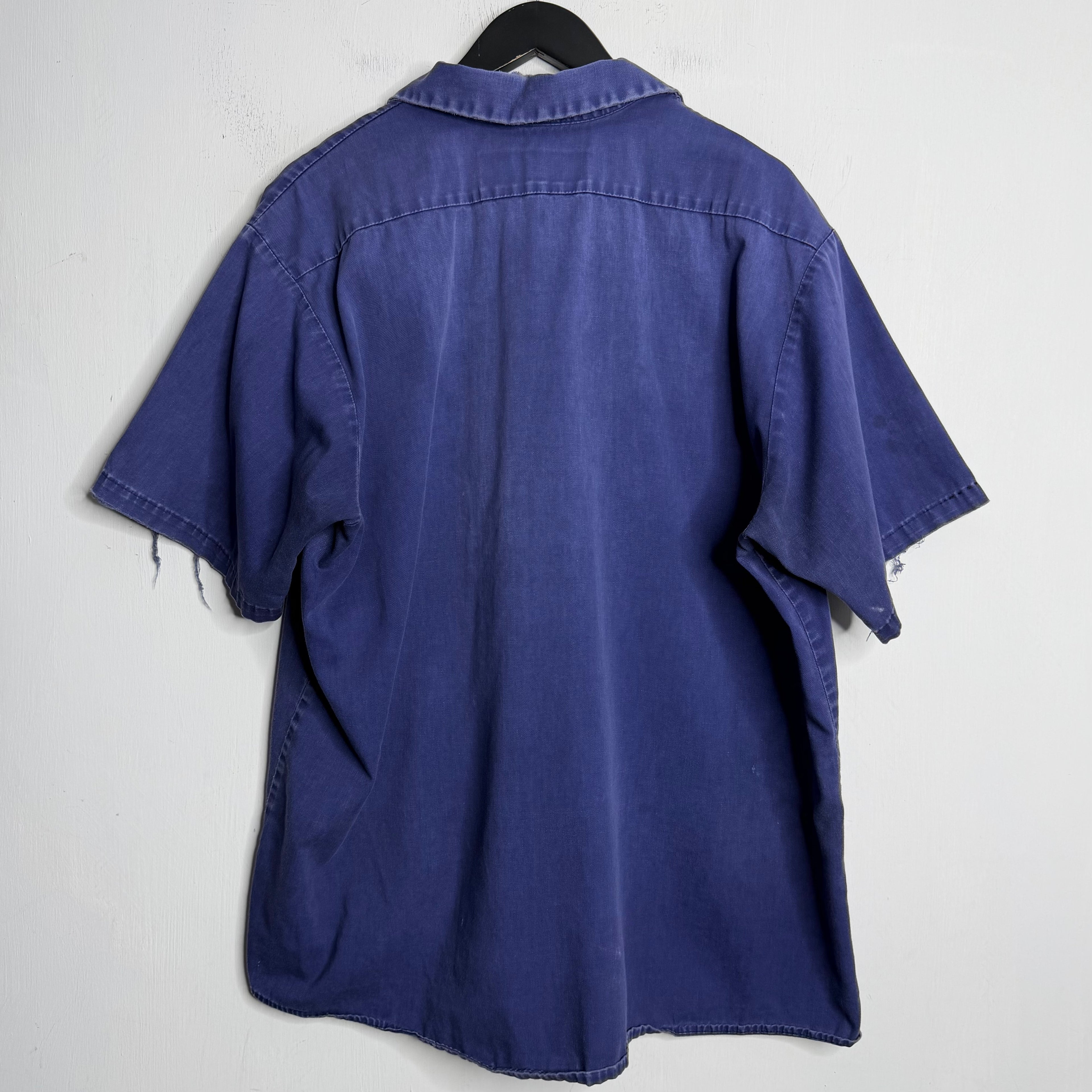 Indigo Thrash/Fade Work Shirt - 1970s - XXL
