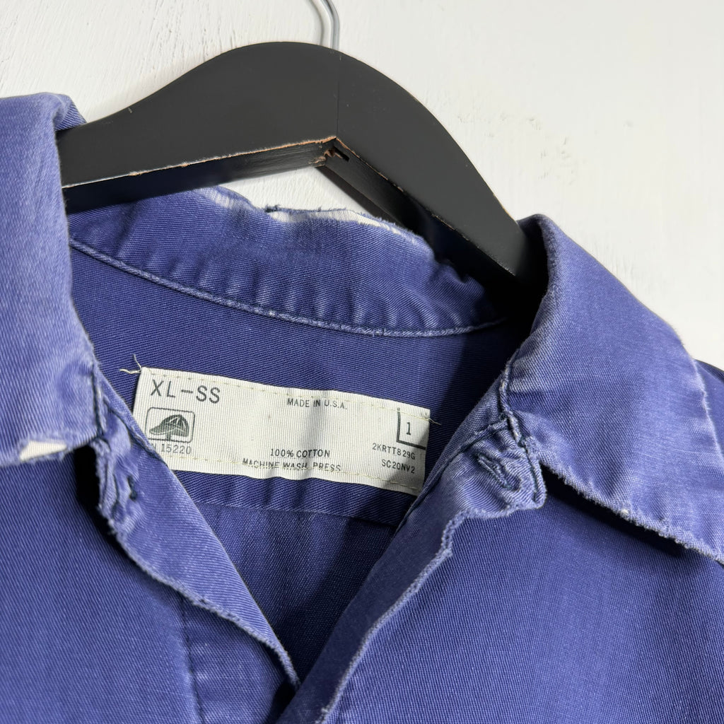 Indigo Thrash/Fade Work Shirt - 1970s - XXL