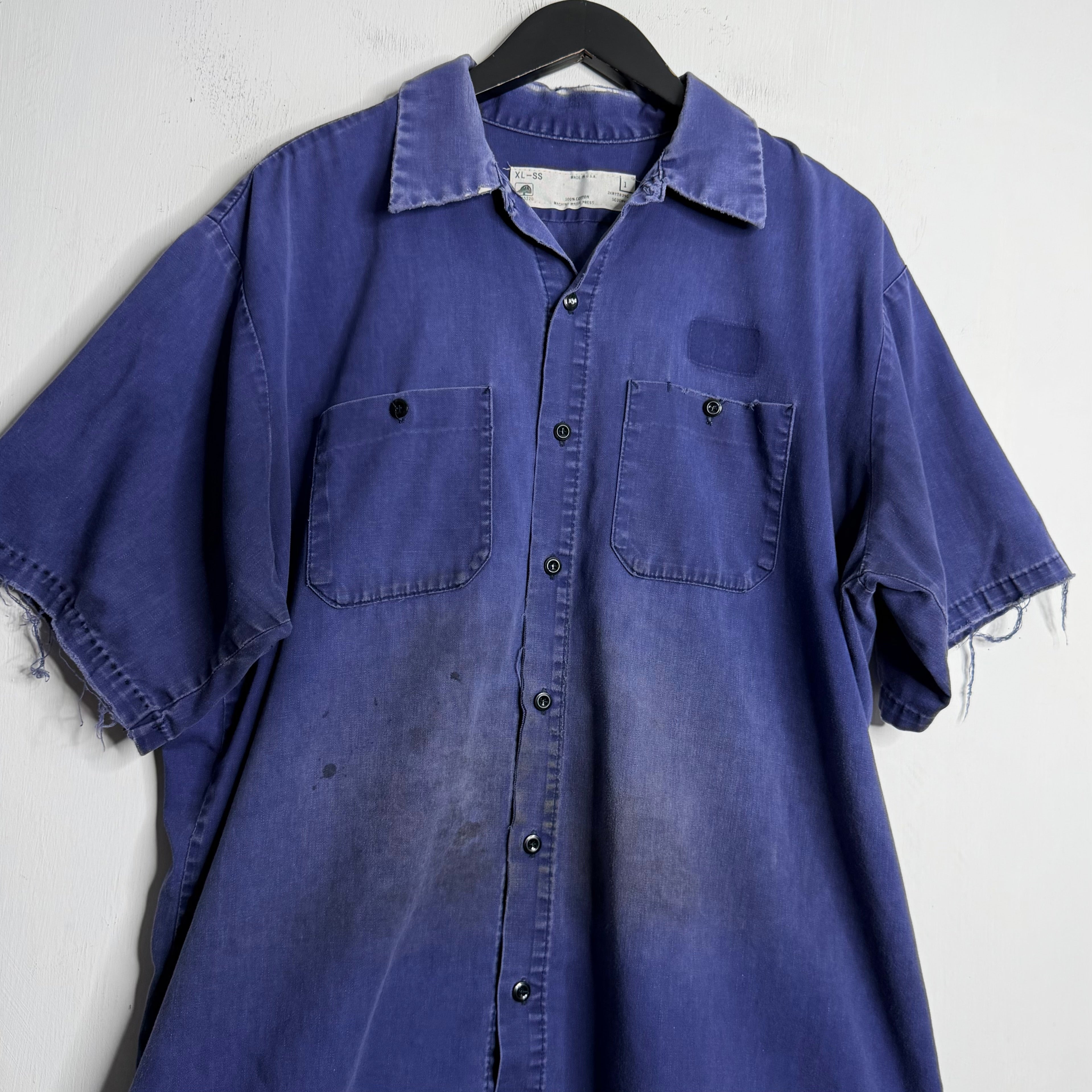 Indigo Thrash/Fade Work Shirt - 1970s - XXL
