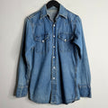 Flat Metal Snap Front Denim Shirt - 1960's - S/M
