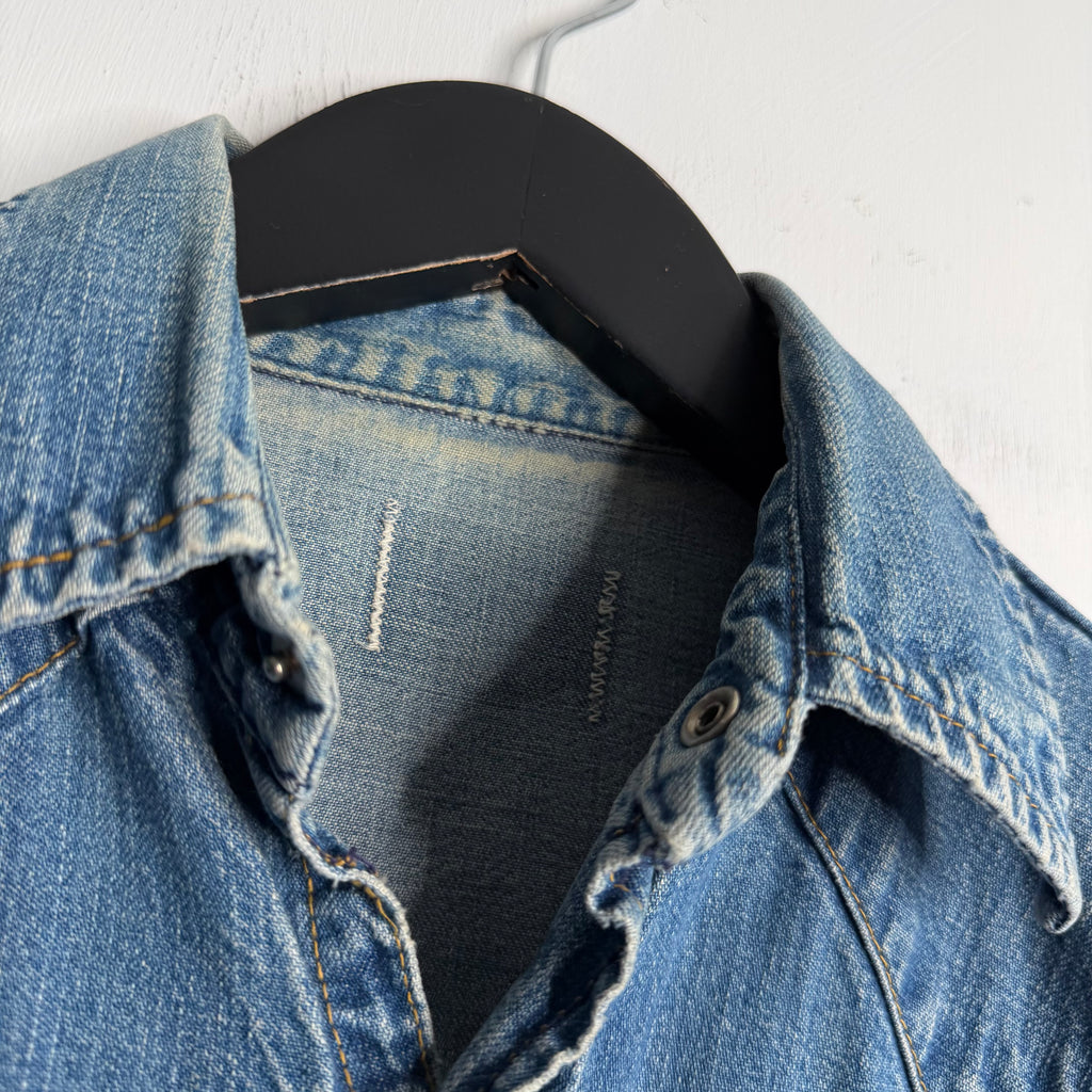 Flat Metal Snap Front Denim Shirt - 1960's - S/M