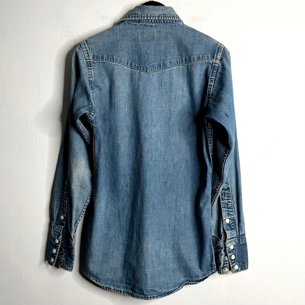 Flat Metal Snap Front Denim Shirt - 1960's - S/M