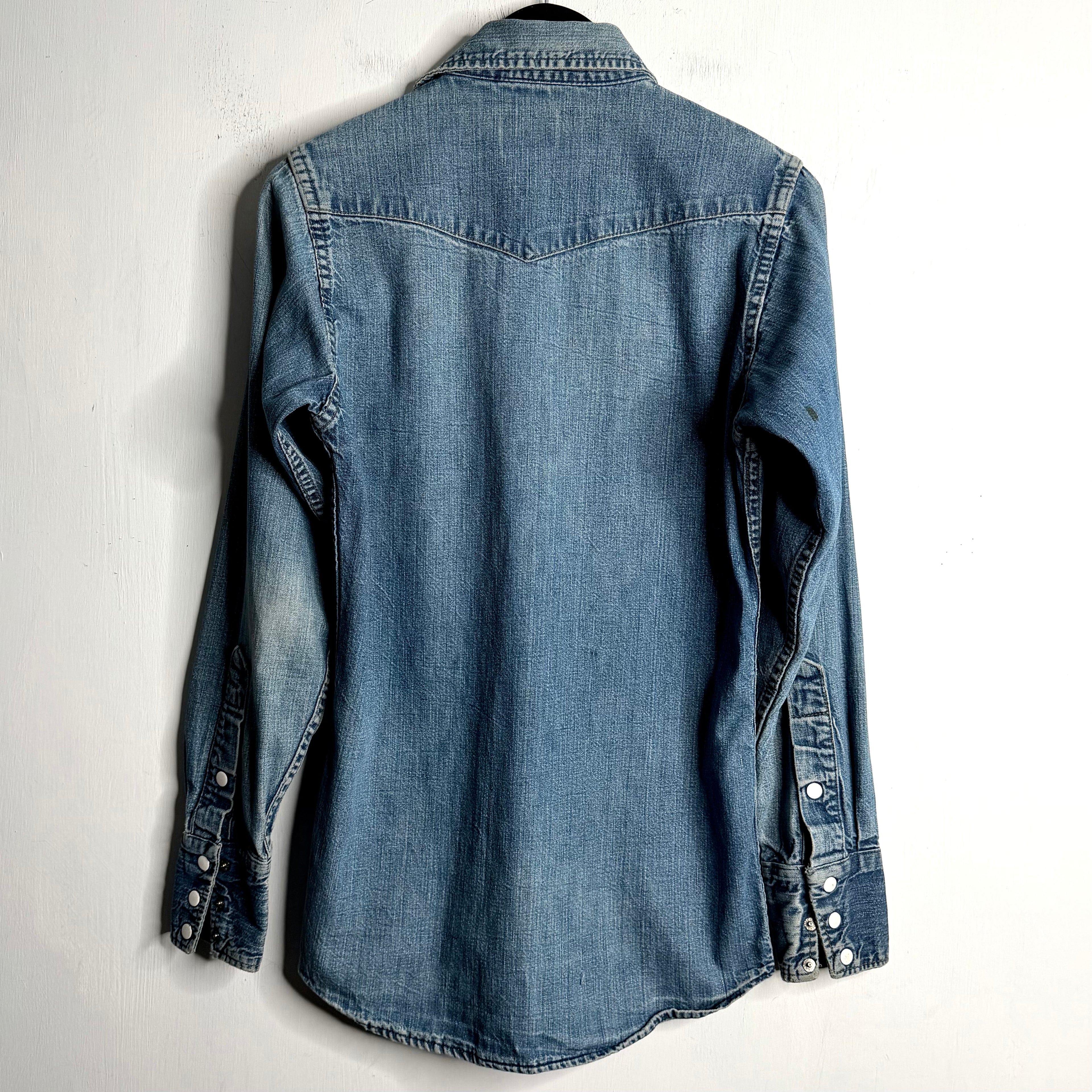 Flat Metal Snap Front Denim Shirt - 1960's - S/M