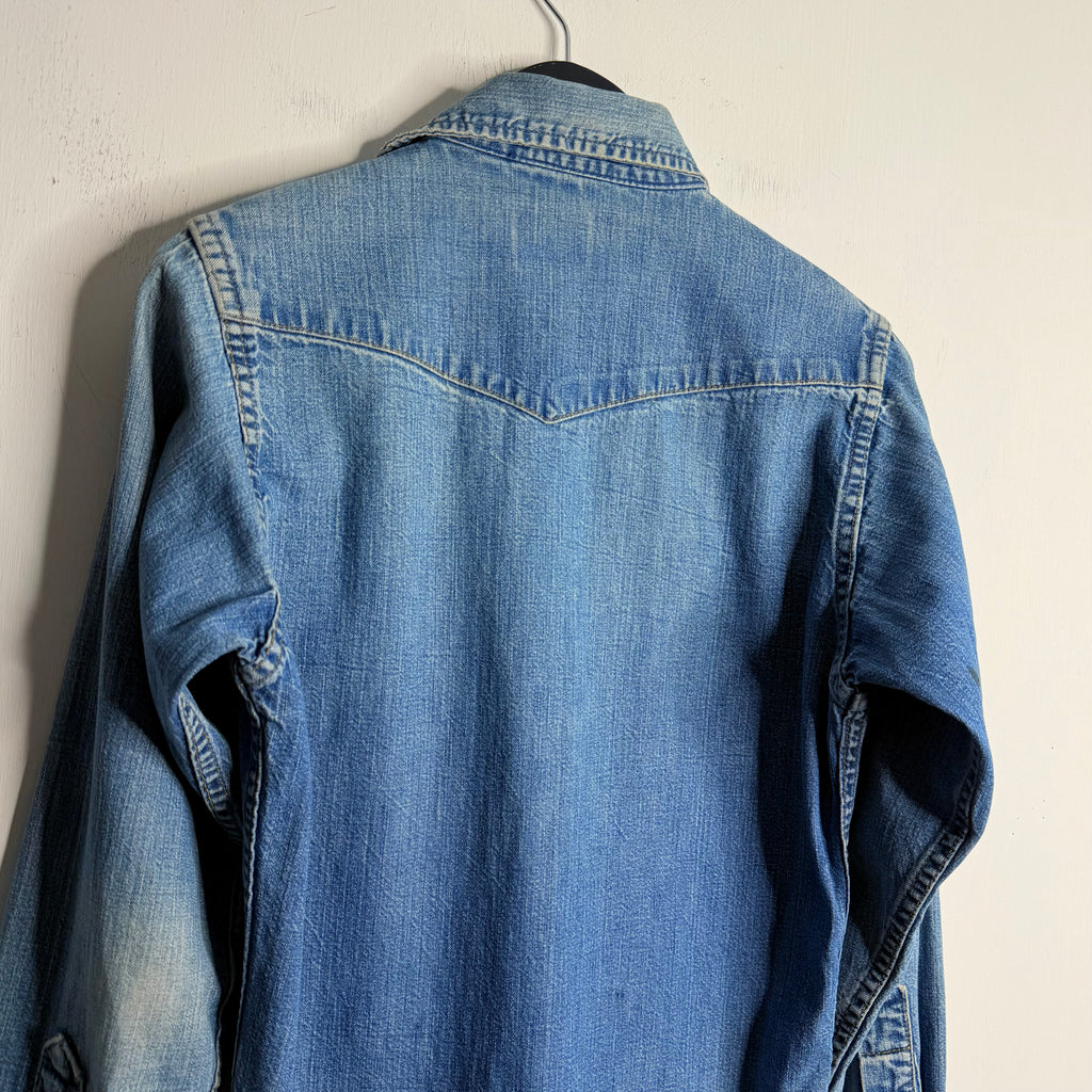 Flat Metal Snap Front Denim Shirt - 1960's - S/M