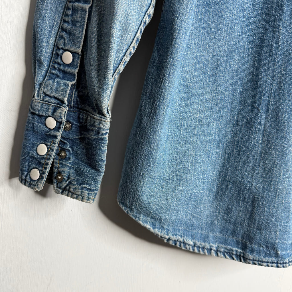 Flat Metal Snap Front Denim Shirt - 1960's - S/M